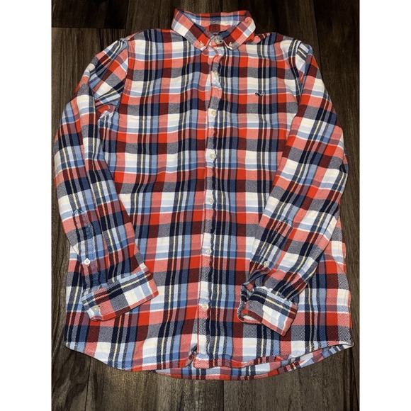 Vineyard Vines Other - Boys‎ Vineyard Vines Whale Shirt Button Down Plaid Blue Red 100% Cotton Sz L